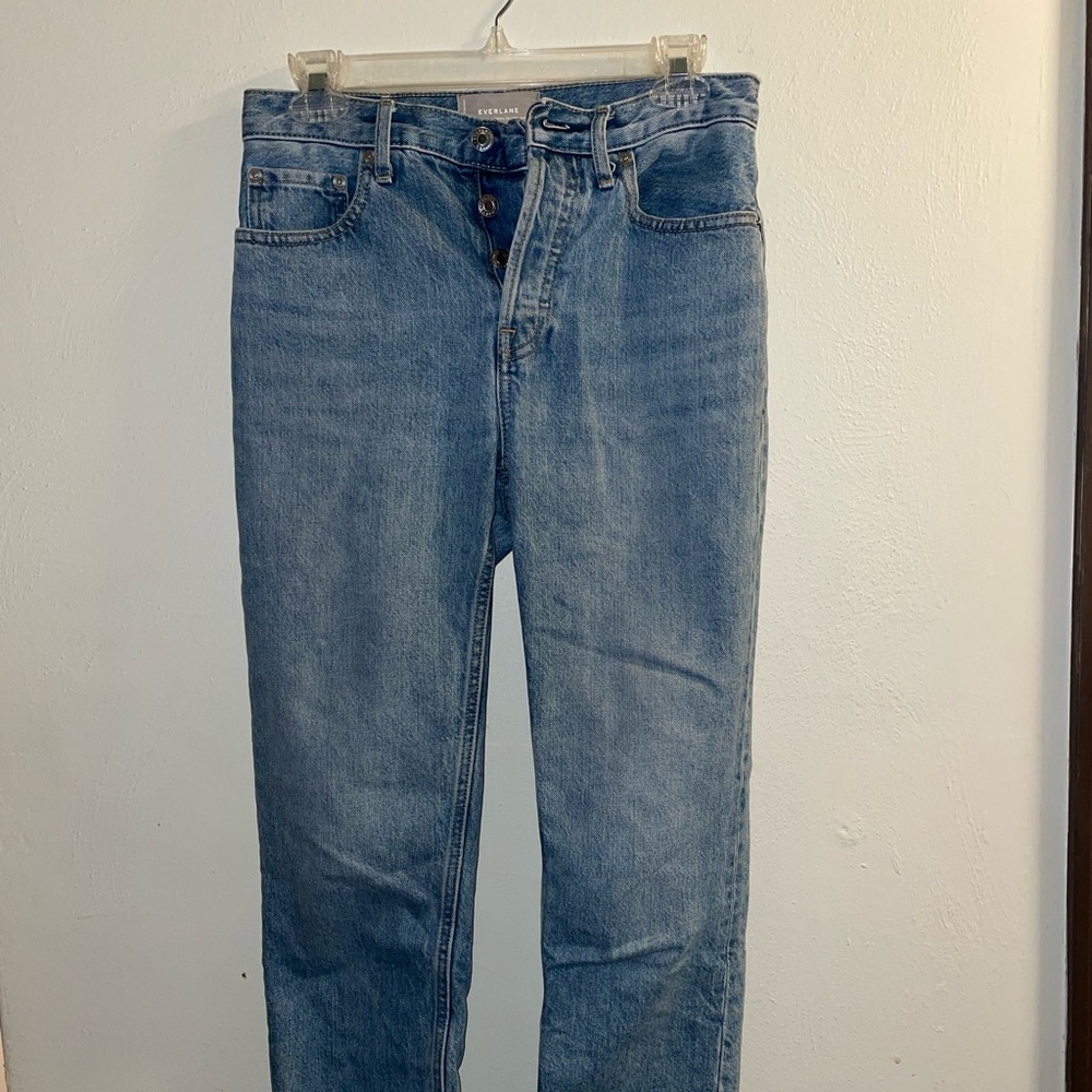 Everlane Women's High Rise Cheeky Straight Light Blue Jeans size 25 ankle